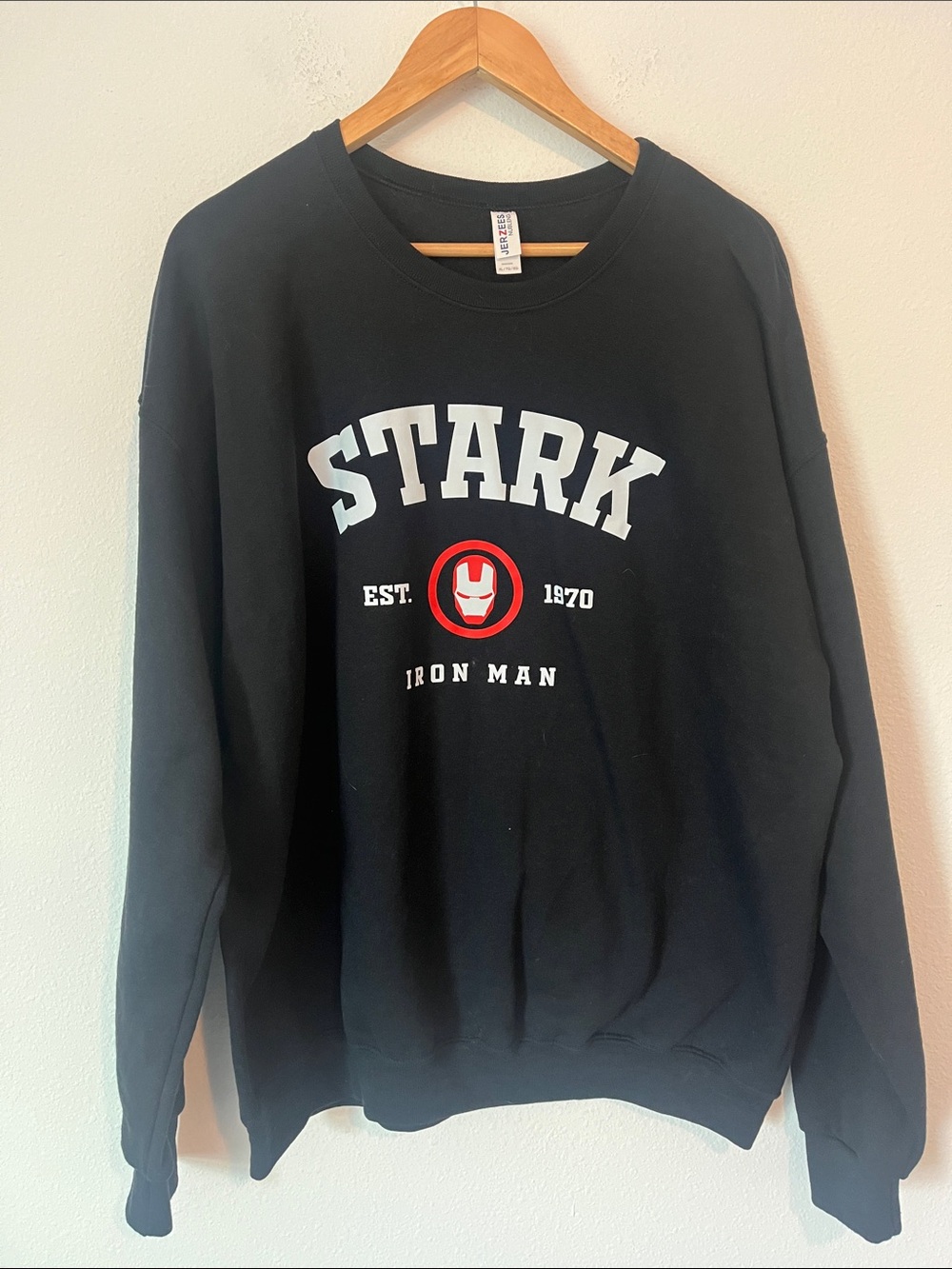 Marvel Inspired Stark Iron Man Black Crewneck Sweatshirt